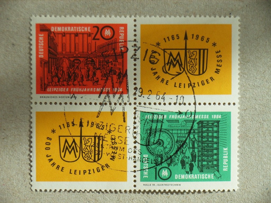 3   Ddr vierblok 1012-1013, Ophalen of Verzenden, DDR, Gestempeld