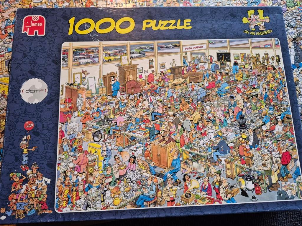 Jan van Haasteren 1000 stukjes puzzel - De Vlooienmarkt, Ophalen of Verzenden, 500 t/m 1500 stukjes, Zo goed als nieuw, Legpuzzel