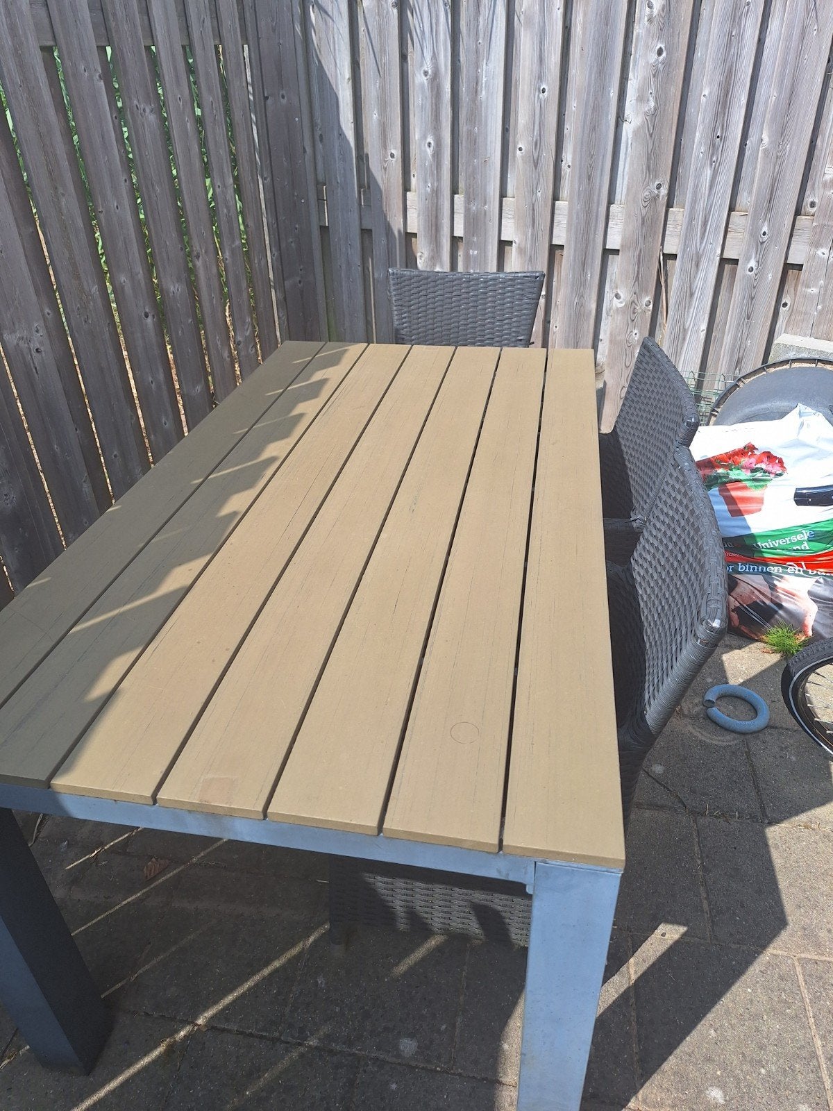 Tuintafel en 4 stoelen, Tuin en Terras, Picknicktafels, Ophalen, Gebruikt, Rechthoekig, Aluminium