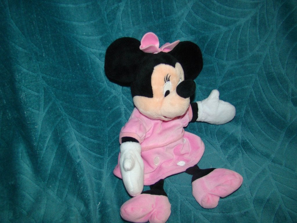 handpop Mini Mouse Disney roze jurk 30 cm lang, Ophalen of Verzenden, Mickey Mouse, Zo goed als nieuw, Knuffel