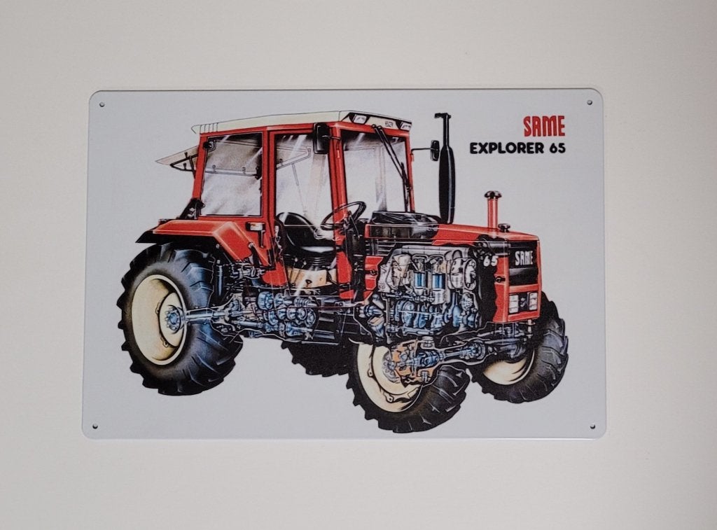 Same Explorer 65 tractor reclamebord van metaal wandbord, Info@deconoord.nl, Deco Noord, Nieuw, Ophalen of Verzenden