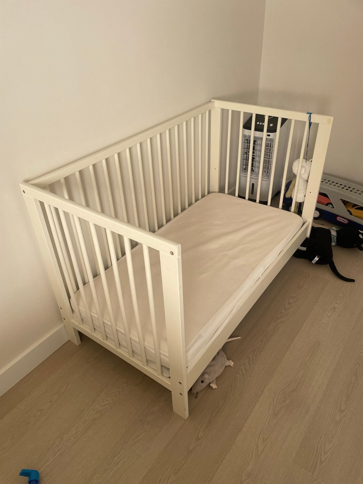 Peuterbedje / ledikant met matras, beddengoed en dekbed, Ophalen, Gebruikt, 70 tot 85 cm, 140 tot 160 cm