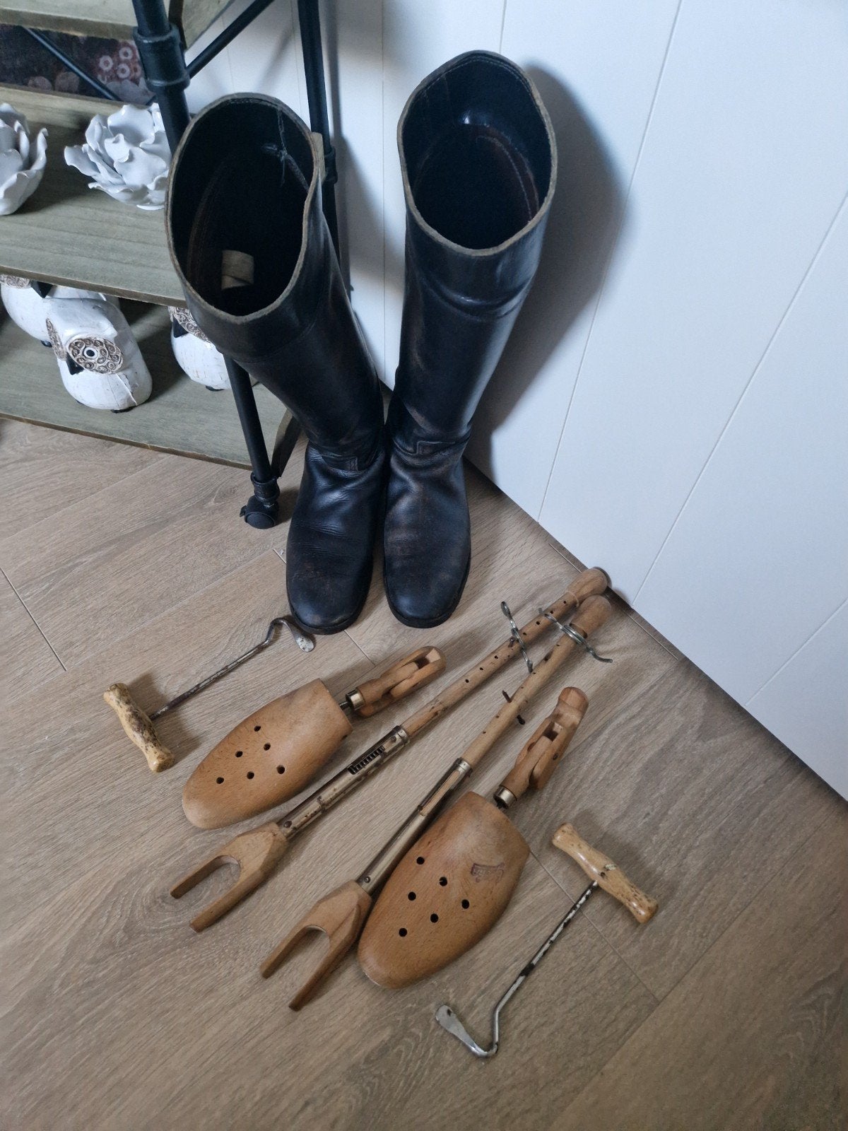 Handgemaakte leren rijlaarzen met laarzenspanners, Ophalen of Verzenden, Gebruikt, Dressuur