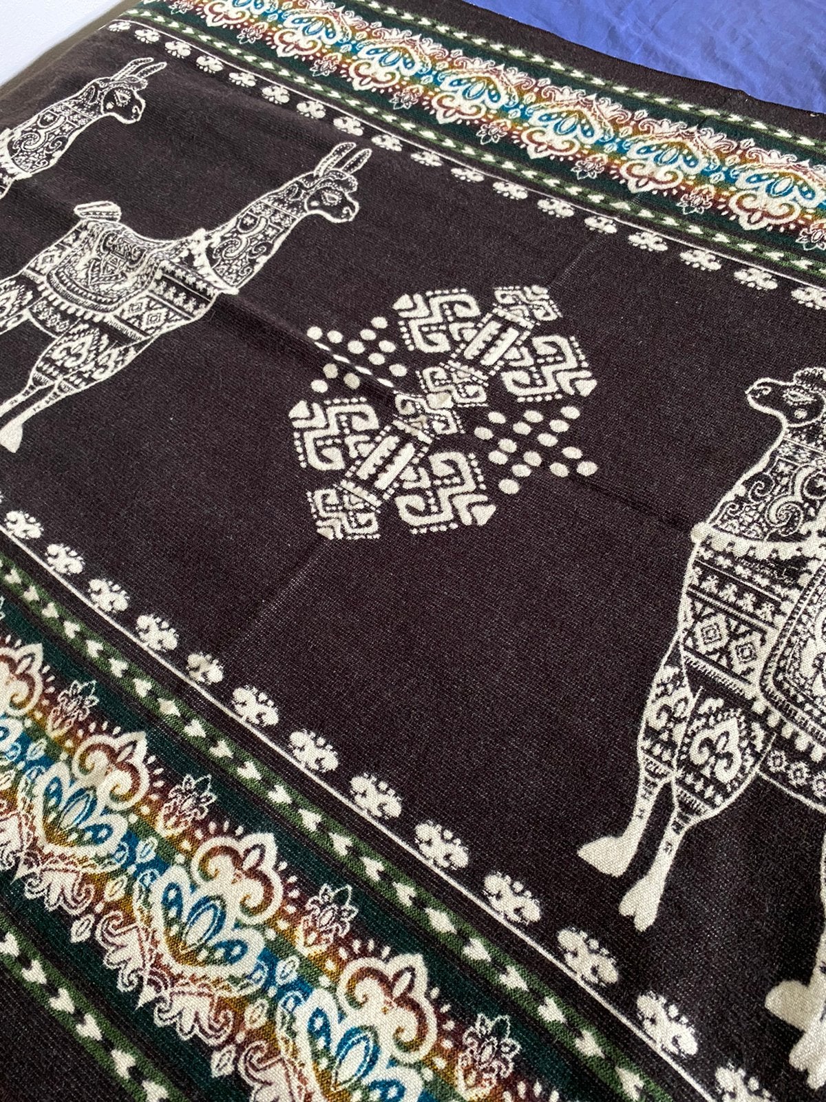 Alpace wollen deken - 115 x 200 cm - zwart / creme - NIEUW, Huis en Inrichting, Woonaccessoires | Plaids en Woondekens, Nieuw