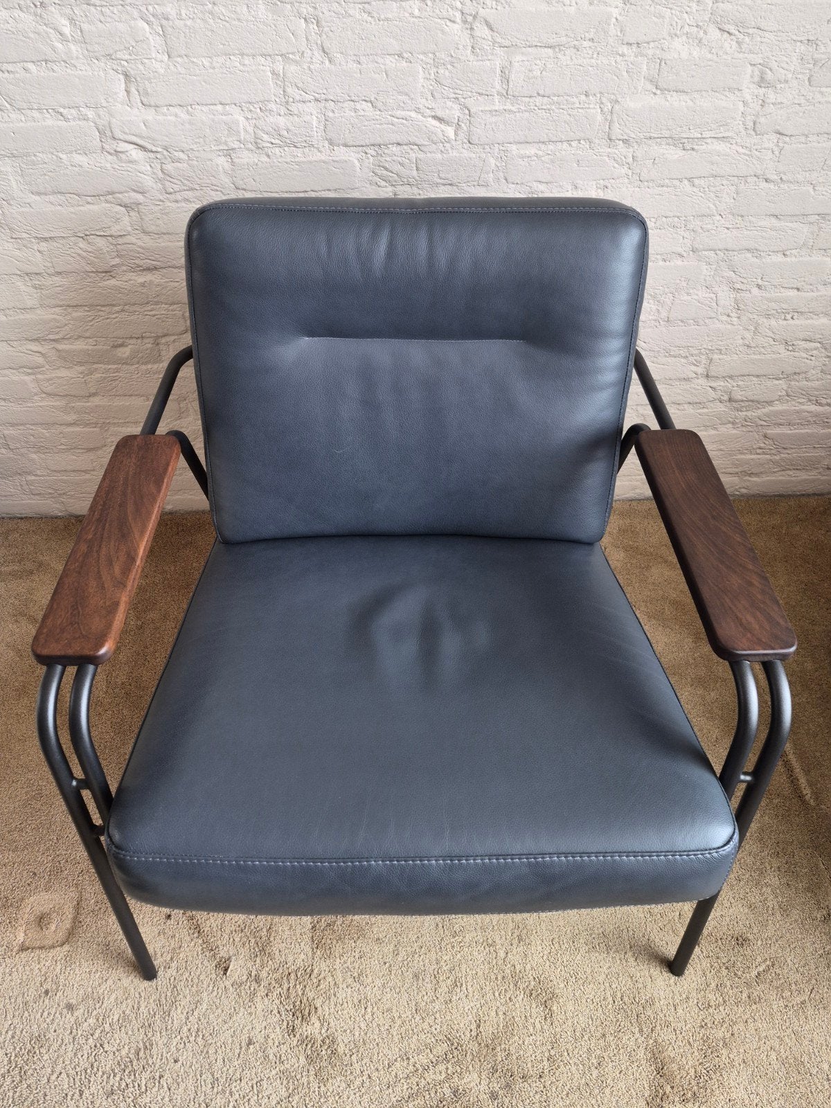 Bert Plantagie Tibbe Leder Fauteuil Bold Blue, Ophalen, Zo goed als nieuw, 75 tot 100 cm, Leer