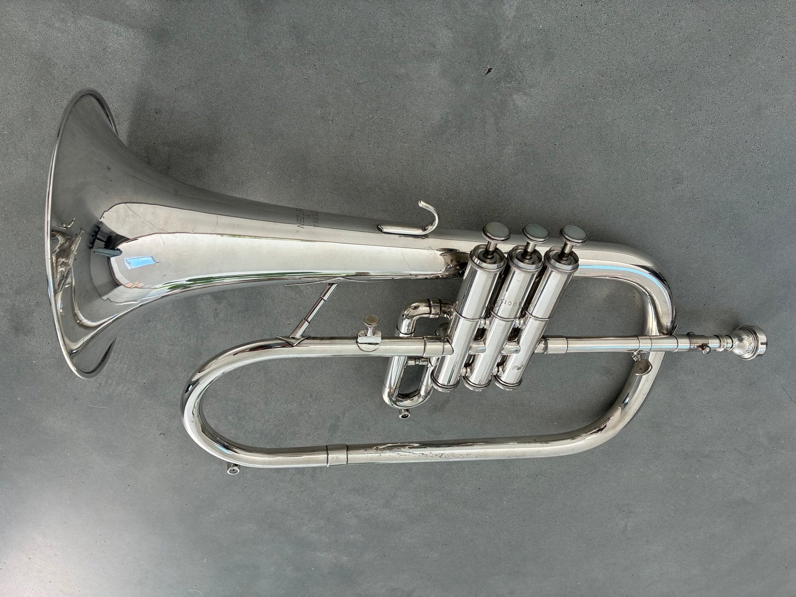 Getzen Eterna 895 bugel verzilverd, Muziek en Instrumenten, Ophalen, Gebruikt, Overige typen, Met koffer