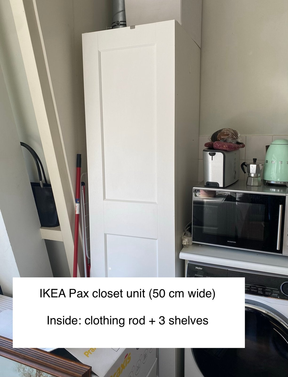 White Ikea Pax Closet (x2 50 cm wide), Huis en Inrichting, Kasten | Kledingkasten, Ophalen, Met deur(en), 200 cm of meer, 50 tot 100 cm