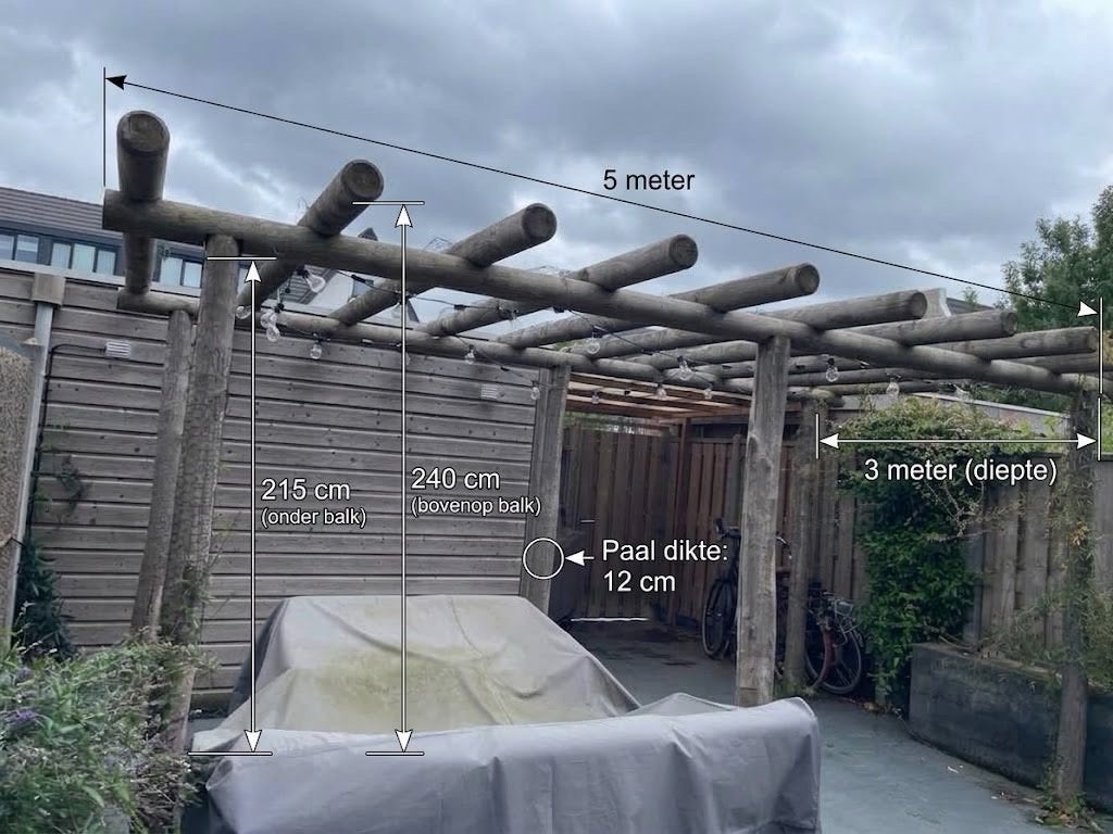 GRATIS op te halen. Houten pergola met afmetingen - 5m x 3m, Tuin en Terras, Ophalen, Gebruikt, Overige typen
