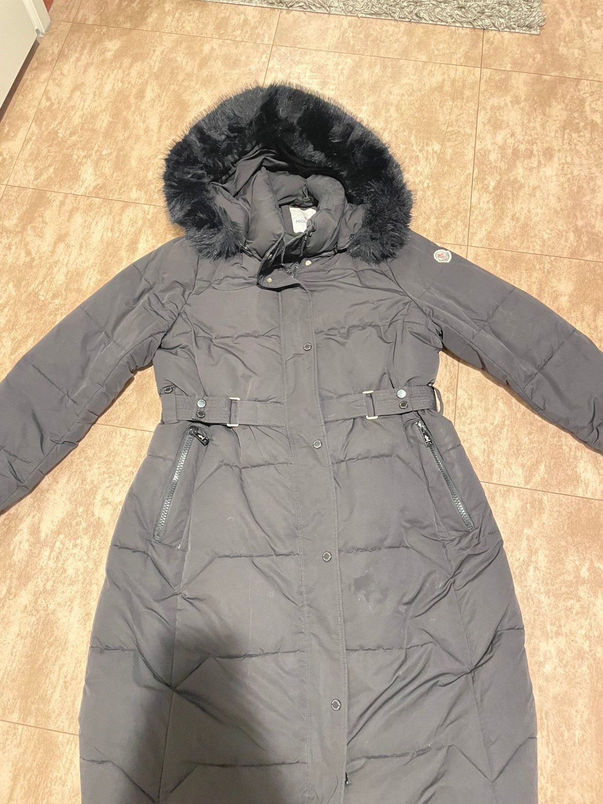 Een echte moncler jas voor dames maat XL, Ophalen, Gedragen, Maat 42/44 (L), Zwart
