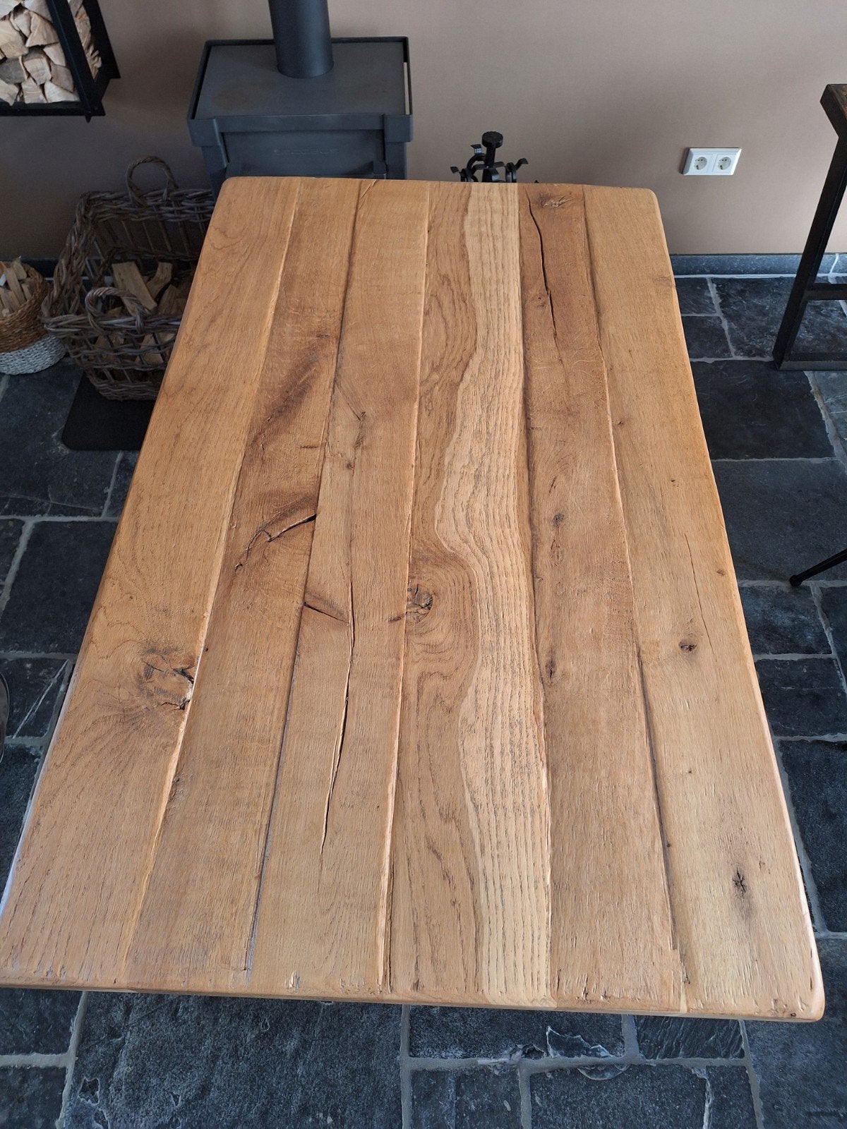 Eiken eettafel, kloostertafel, Huis en Inrichting, Tafels | Eettafels, Ophalen, Eikenhout, Kloostertafel, 50 tot 100 cm