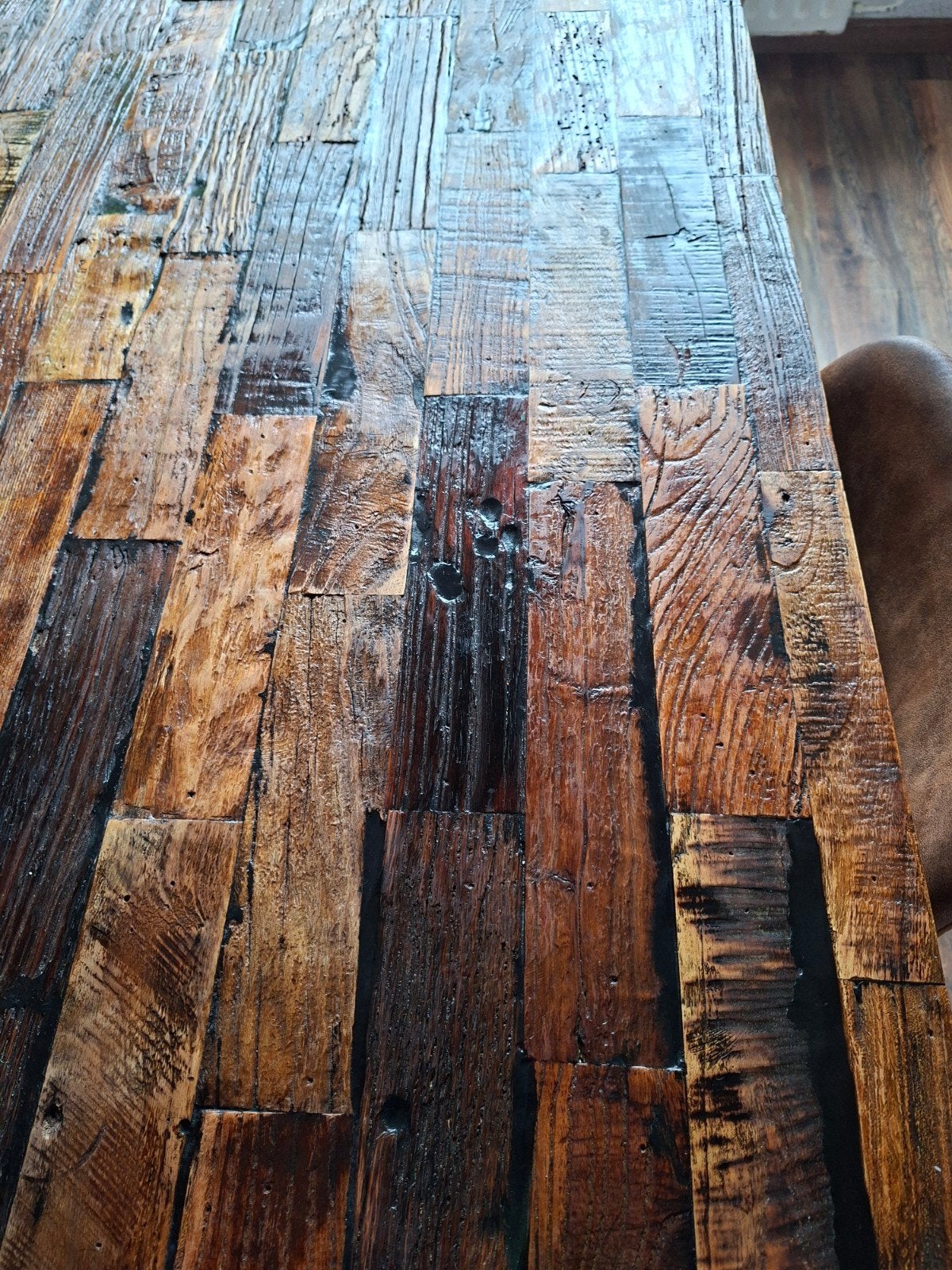 Design Eettafel Dutch Bone - Acaciahout & Metaal (180x90cm), Huis en Inrichting, Tafels | Eettafels, Overige houtsoorten, Gebruikt