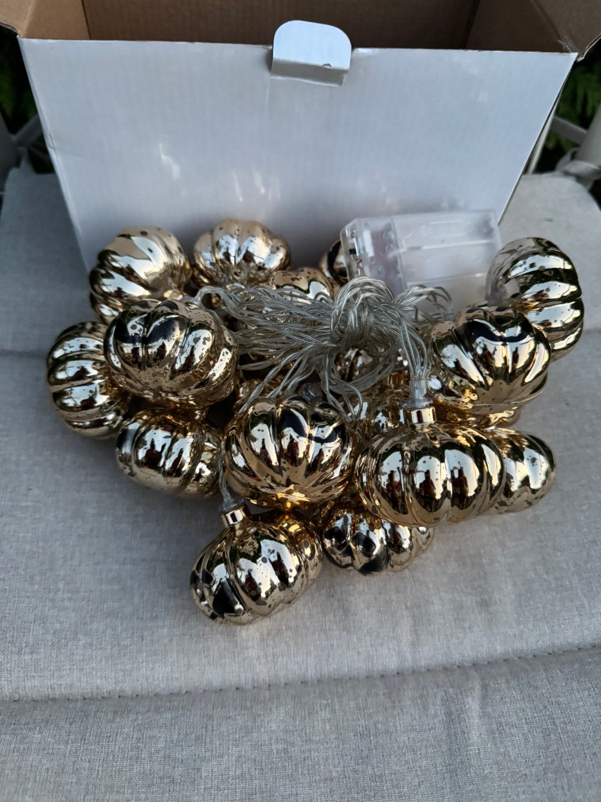 Nieuw! Halloween pompoen lichtslinger – goudkleurig, Ophalen of Verzenden, Nieuw, Versiering, Halloween of Griezel