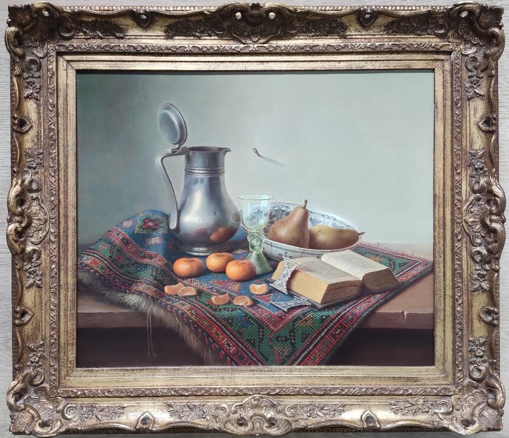 E.P. Moleveld (1946) - Stilleven met mandarijnen en peren, Ophalen of Verzenden