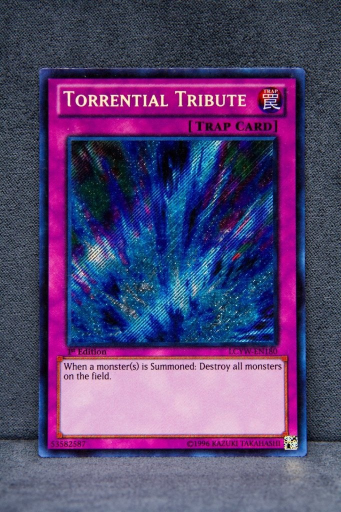 Yu-Gi-Oh! Torrential Tribute LCYW-EN180 Secret Rare EX, Ophalen of Verzenden, Zo goed als nieuw, Losse kaart, Foil