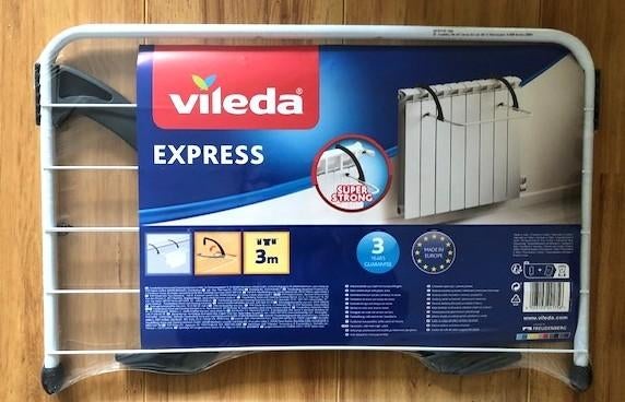 Nieuw: 2 x Vileda droogrek voor radiator wit zwart 3 m lijn, Ophalen, Nieuw, Wasrek
