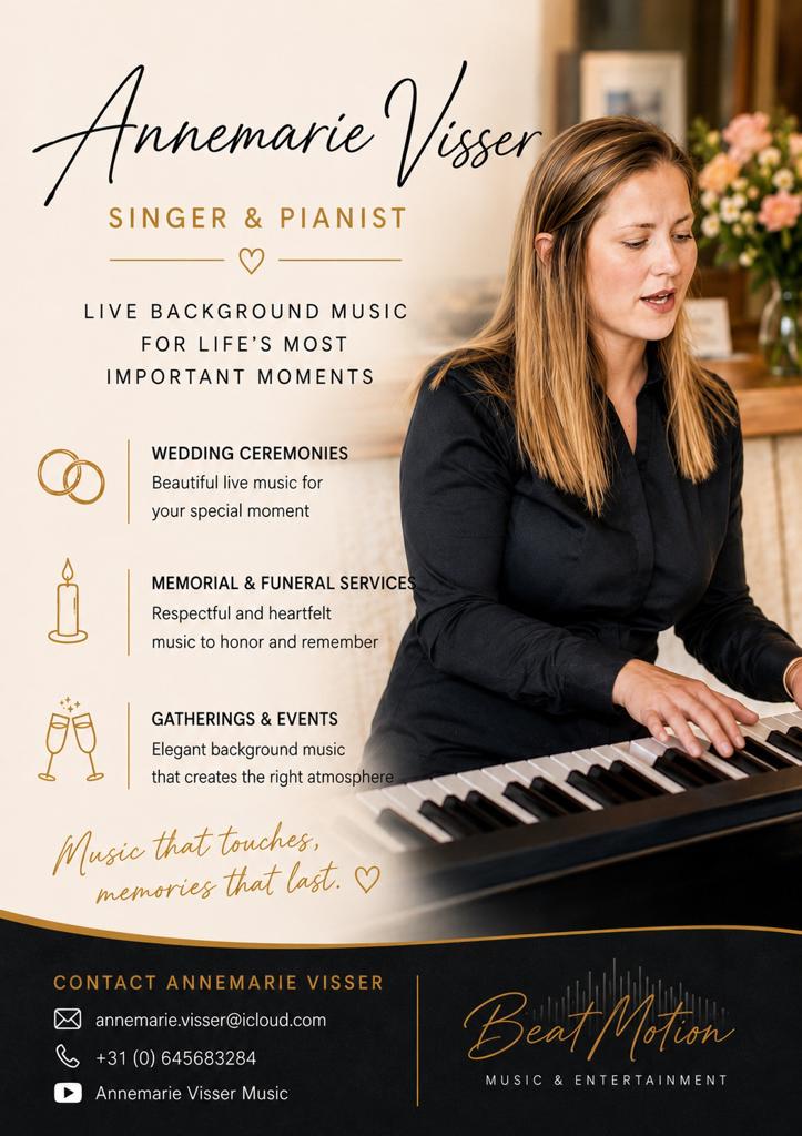 Zang en piano voor evenementen, bruiloften en uitvaarten, Solo-artiest
