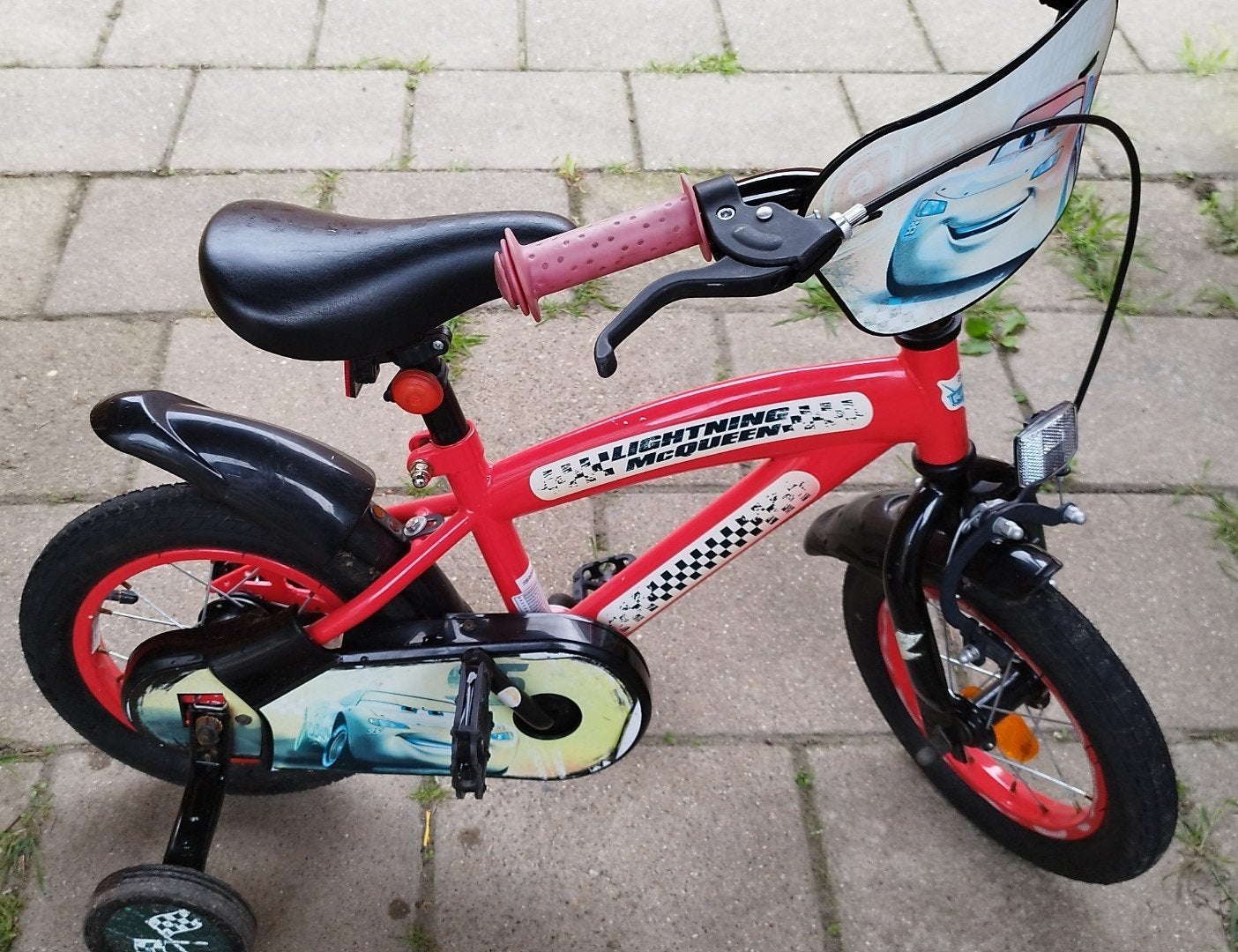 Lightning mcqueen fiets 12 inch, Fietsen en Brommers, Ophalen, Terugtraprem, Gebruikt, Minder dan 16 inch