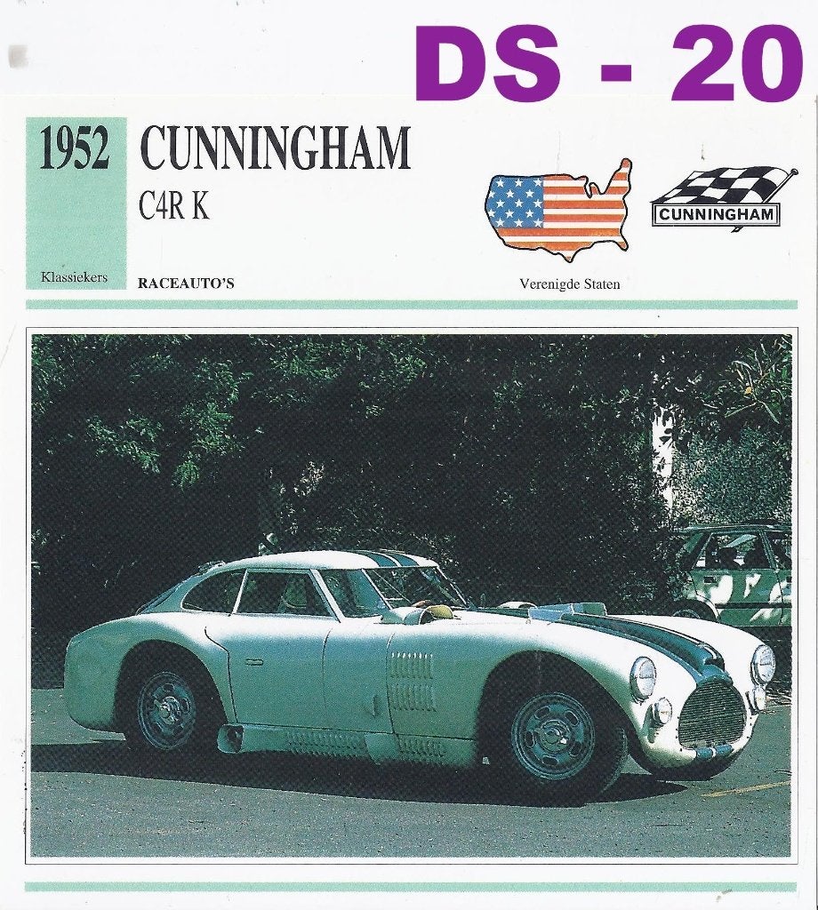 Ds20 autokaart cunningham c4r k ( 1952 )  -, Ophalen of Verzenden, Zo goed als nieuw, Auto's