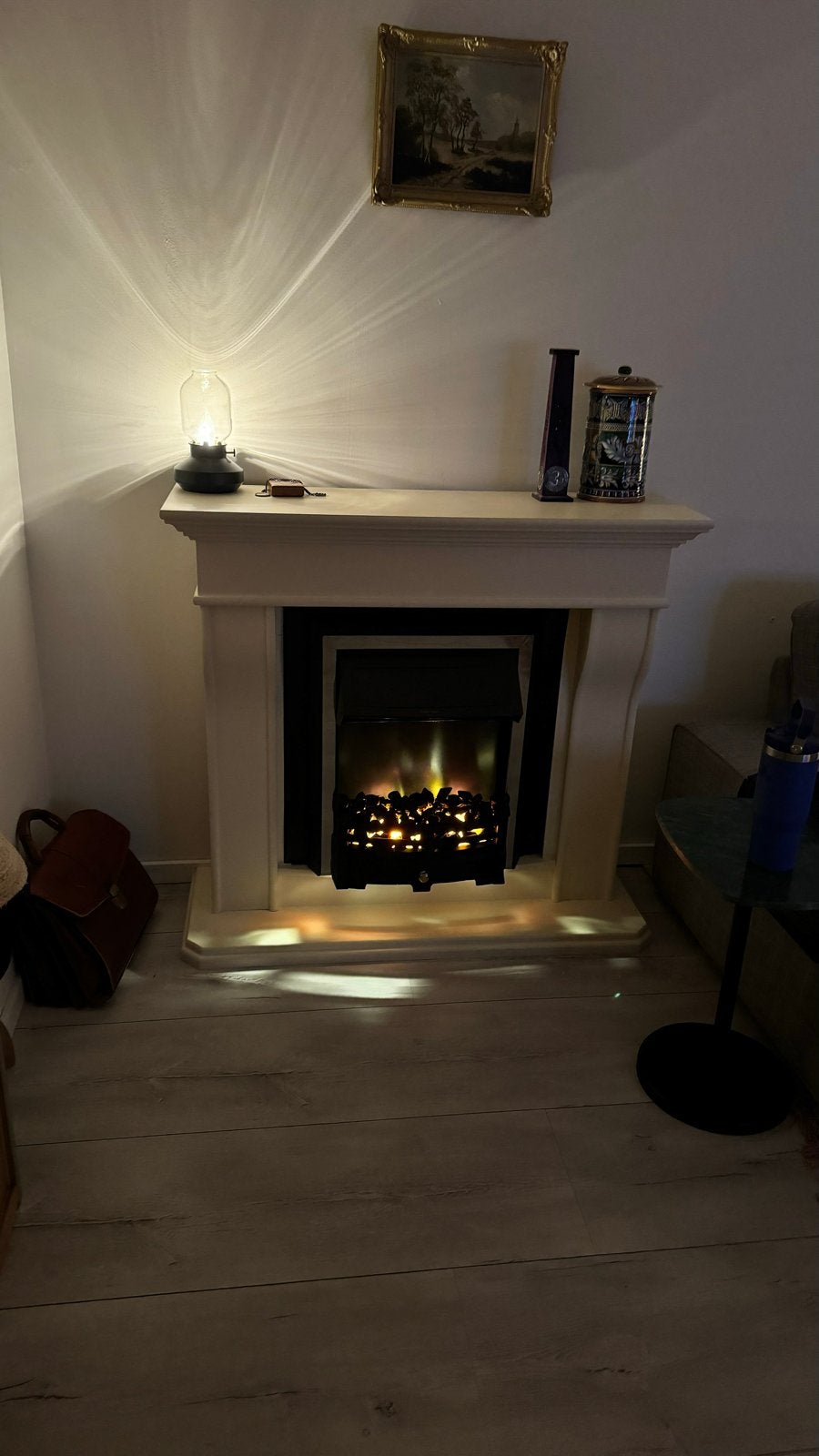 Elektrische haard met schouw - Sfeervol en warm, Huis en Inrichting, Haarden, Ophalen, Gebruikt, Vrijstaande haard, Elektrische haard