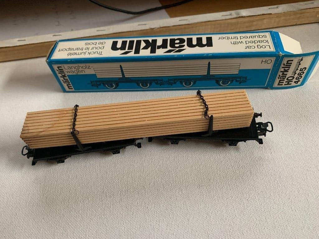 Märklin 4665 H0 Wagon met lading hout van de DB, Wisselstroom, Wagon, Ophalen of Verzenden, Zo goed als nieuw