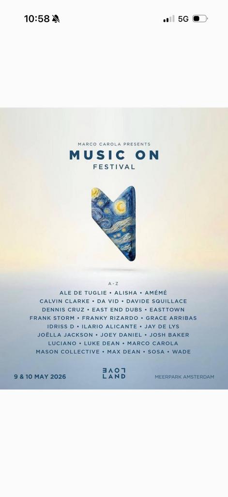Music on weekend kaartje, Tickets en Kaartjes, Eén persoon, Overige soorten