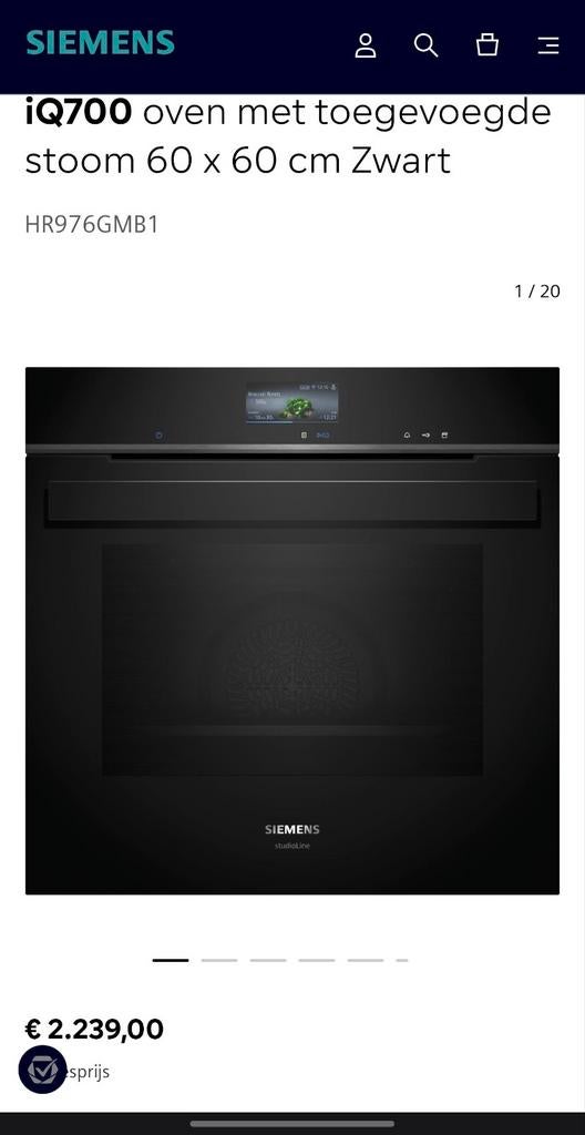 Siemens HR976GMB1 oven met toegevoegde stoomfunctie - Nieuw!, Oven, Hete lucht, Nieuw, Inbouw