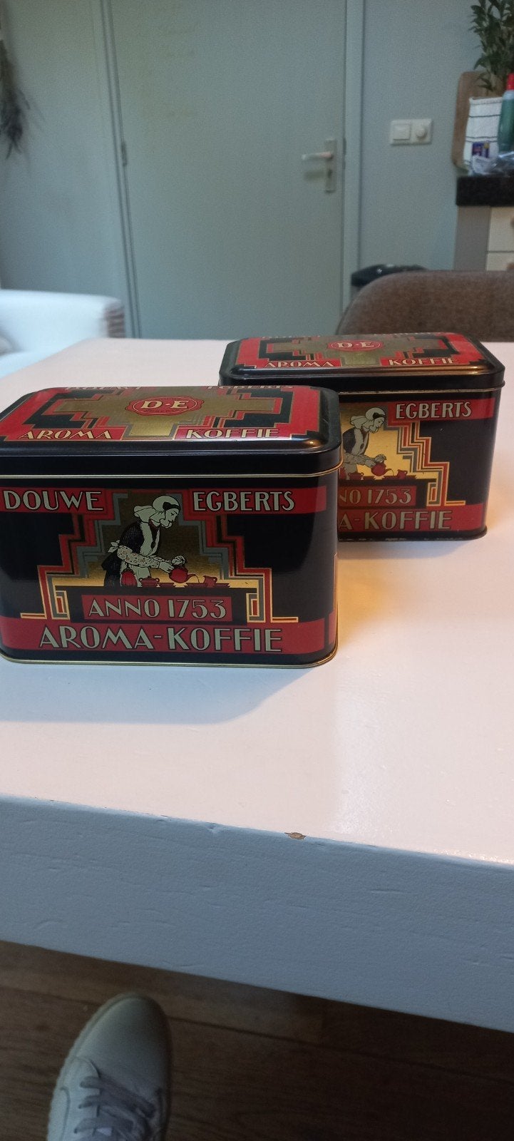 Vintage Douwe Egberts Aroma koffie blikken - Anno 1753, Verzamelen, Ophalen of Verzenden, Gebruikt, Koffie, Douwe Egberts