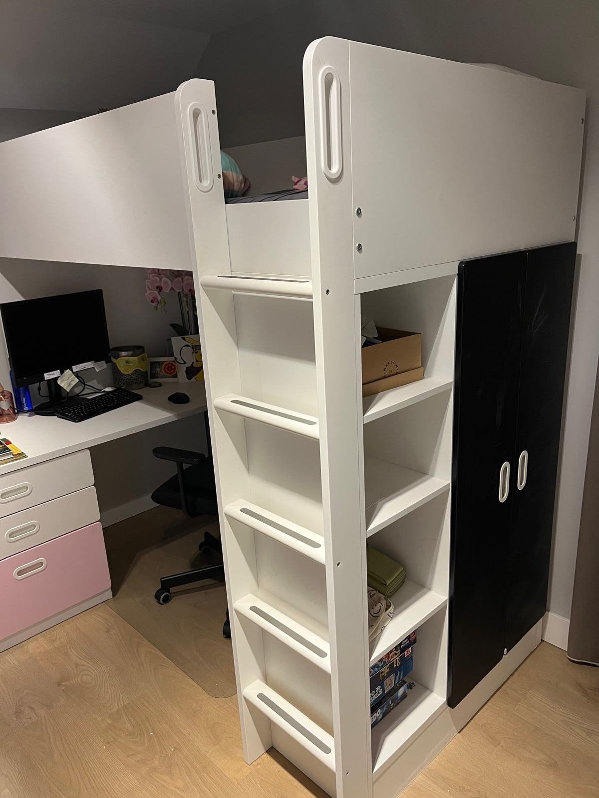IKEA SMÅSTAD Hoogslaper met bureau en kast, Ophalen, Gebruikt, Eenpersoons, 200 cm