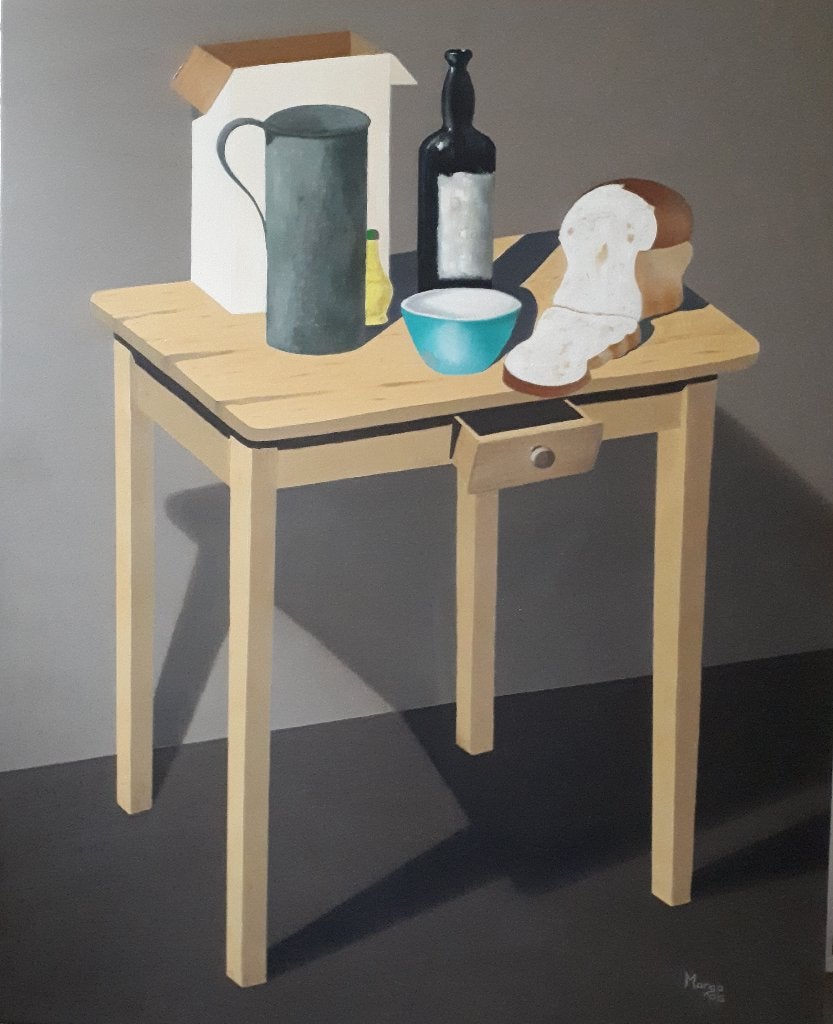 Schilderij Tafel met flessen, Ophalen, Paneel, Overige stijlen, Stilleven