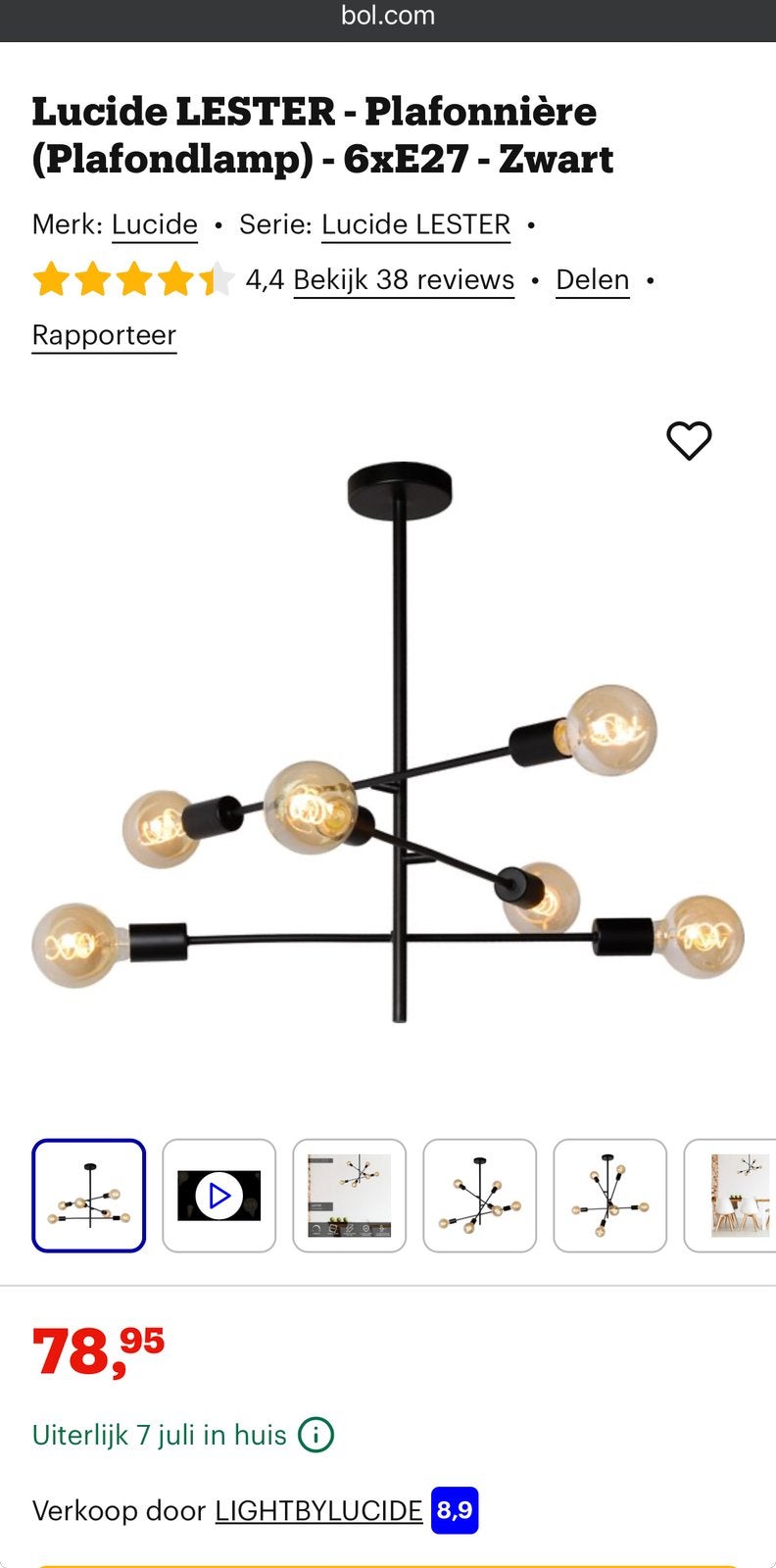 Plafondlamp Lester | Moderne lamp ZGAN | 6-kops, Ophalen of Verzenden, Zo goed als nieuw