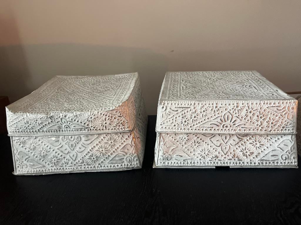 Set van 2 Ibiza/Marokkaanse stijl opbergbakken, Ophalen, Gebruikt, 50 tot 100 cm, Metaal