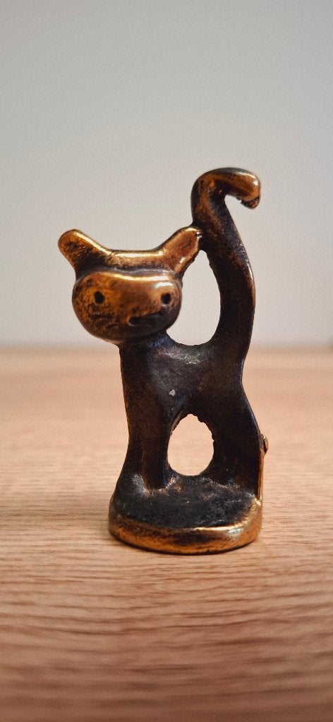Kat bronzen figuur jaren '50 – Walter Bosse design, 5,5 cm, Antiek en Kunst, Ophalen of Verzenden, Brons