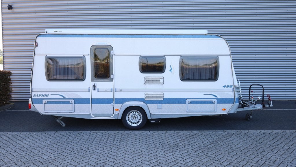 Fendt Saphir 490 TF dakluifel+mover+fietsrek, Caravans en Kamperen, Bedrijf, Tot en met 4, 1000 - 1250 kg, Dwarsbed