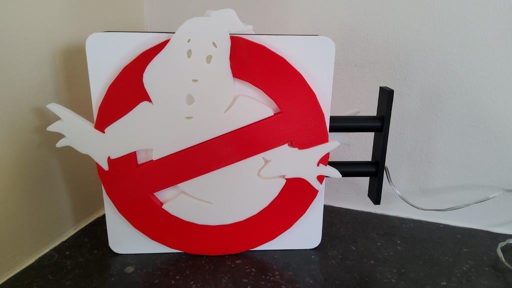 Ghostbusters Uithangbord dubbelzijdig 80s Stijl LED warm wit, Huis en Inrichting, Ophalen of Verzenden, Nieuw, Kunststof, Jaren '80, Retro, Film Merchandise