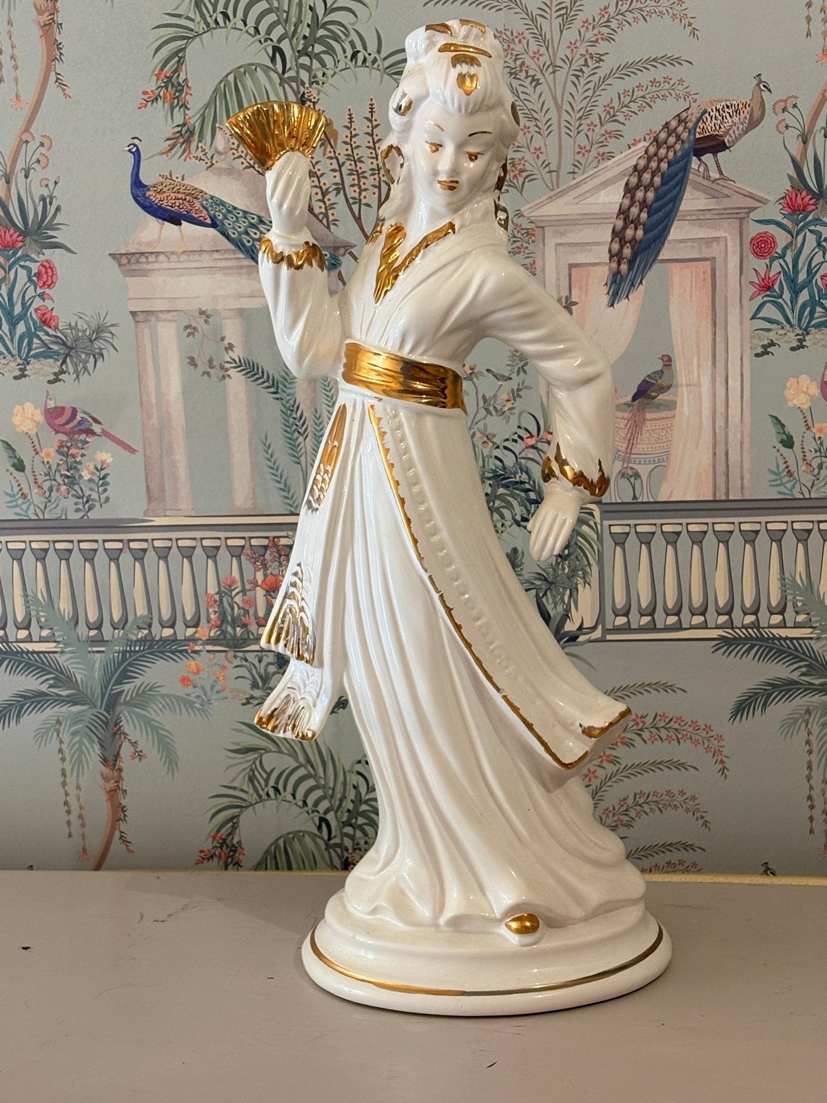 Vintage Porseleinen Geisha Beeld - 48 cm - Perfecte Staat, Ophalen of Verzenden
