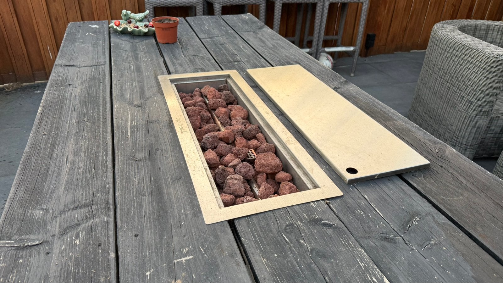 Easyfire tafel kachel 76x29cm op gas (verzonken), Ophalen, Zo goed als nieuw, Waterbestendig, Vloer