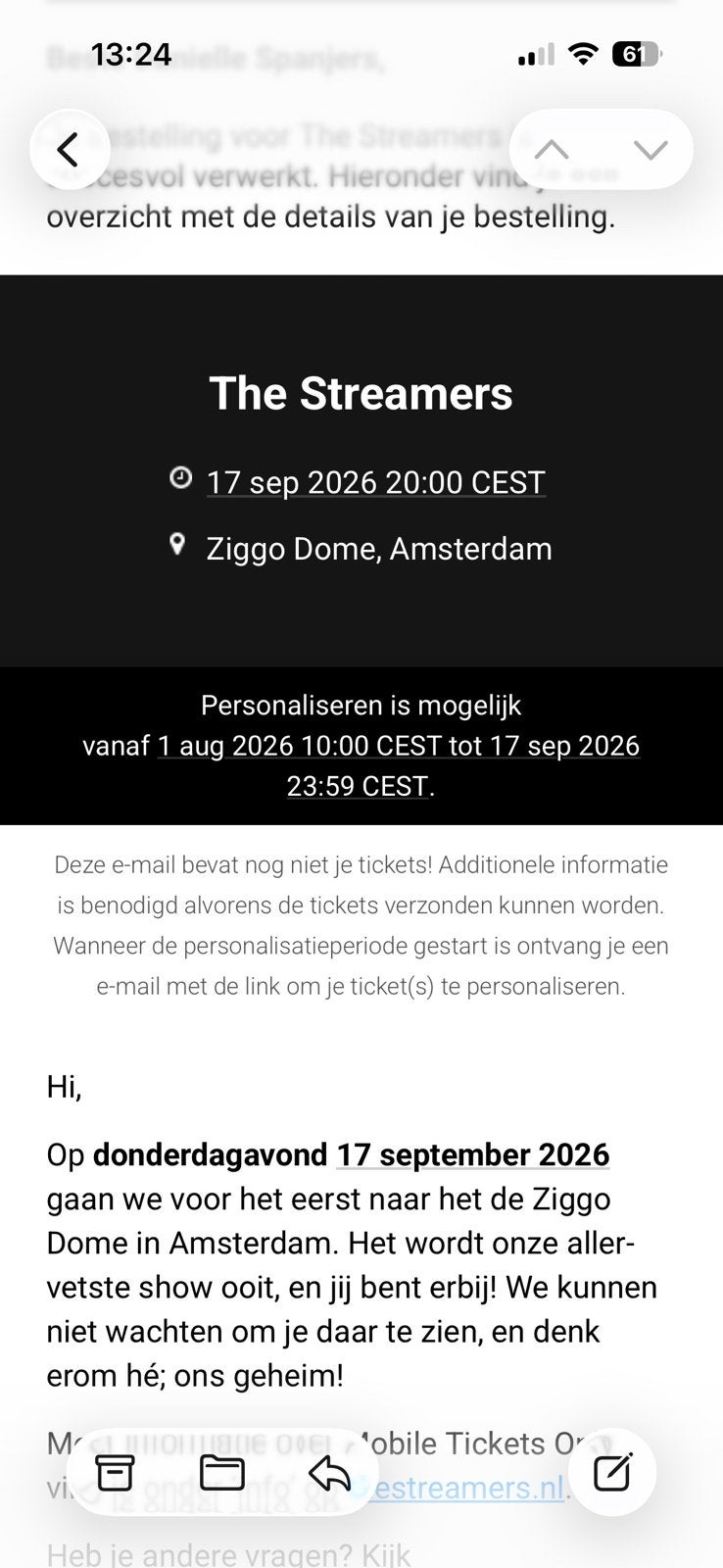 2 streamers kaartjes rang 1 naast elkaar, Twee personen, September