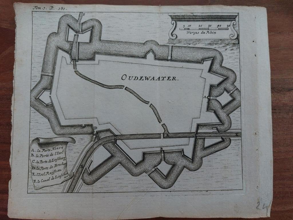 6 / Grondtekening Oudewaater - Oudewater ca 1650, Ophalen of Verzenden