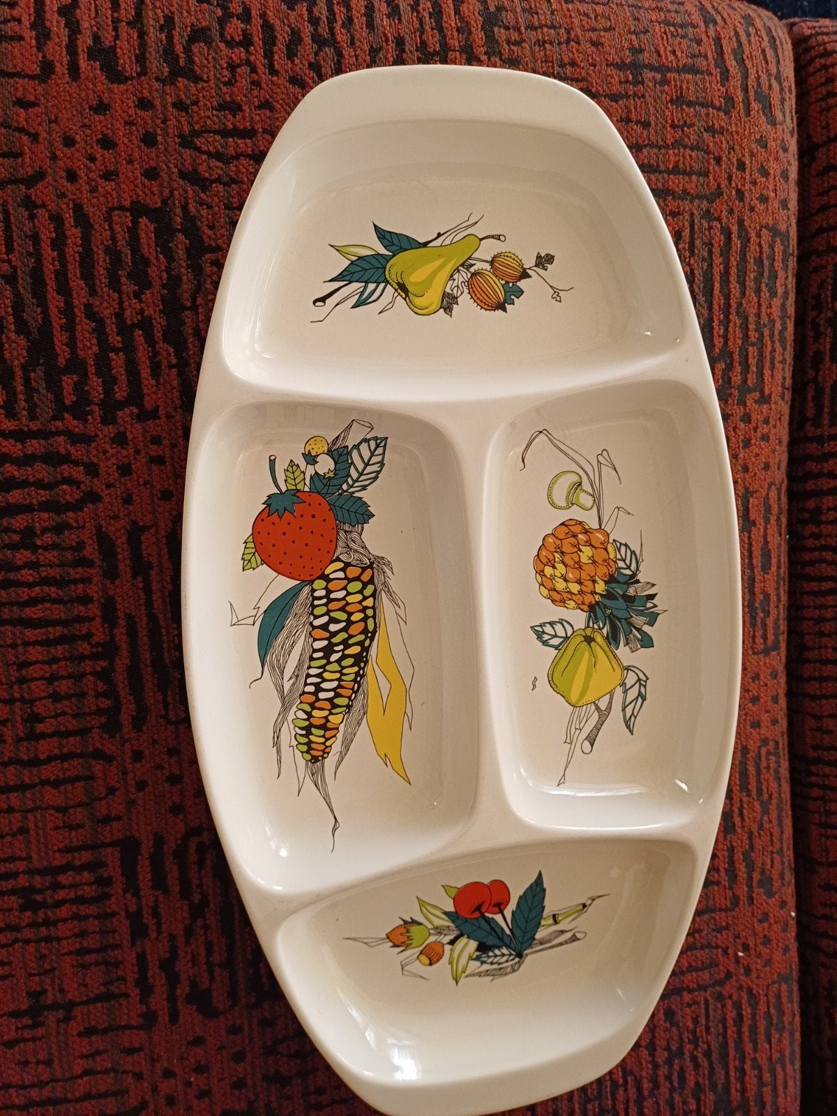 Vintage jaren 50 Villeroy & Boch Schaal met 3 vakken, Ophalen of Verzenden, Ovaal, Porselein of Keramiek, Schaal