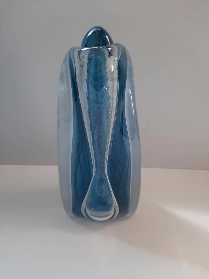 Jizerske Sklo , blauw glazen Tsjechische vaas ~ vintage ~, Ophalen of Verzenden