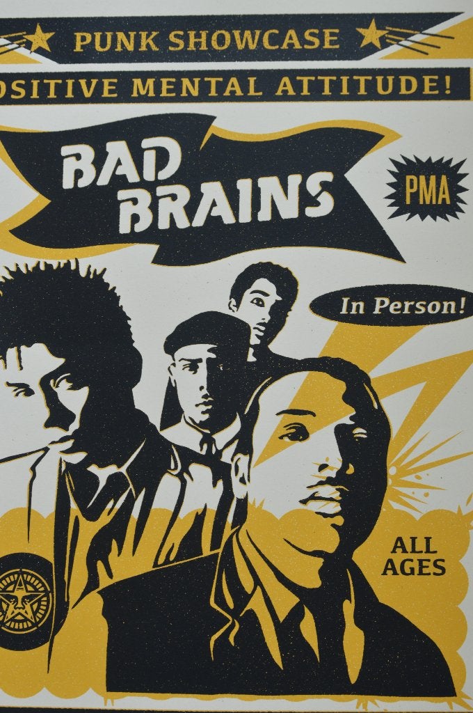 Shepard Fairey; BAD BRAINS. Gesigneerd en genummerd., Ophalen of Verzenden, Zo goed als nieuw, A1 t/m A3, Film en Tv