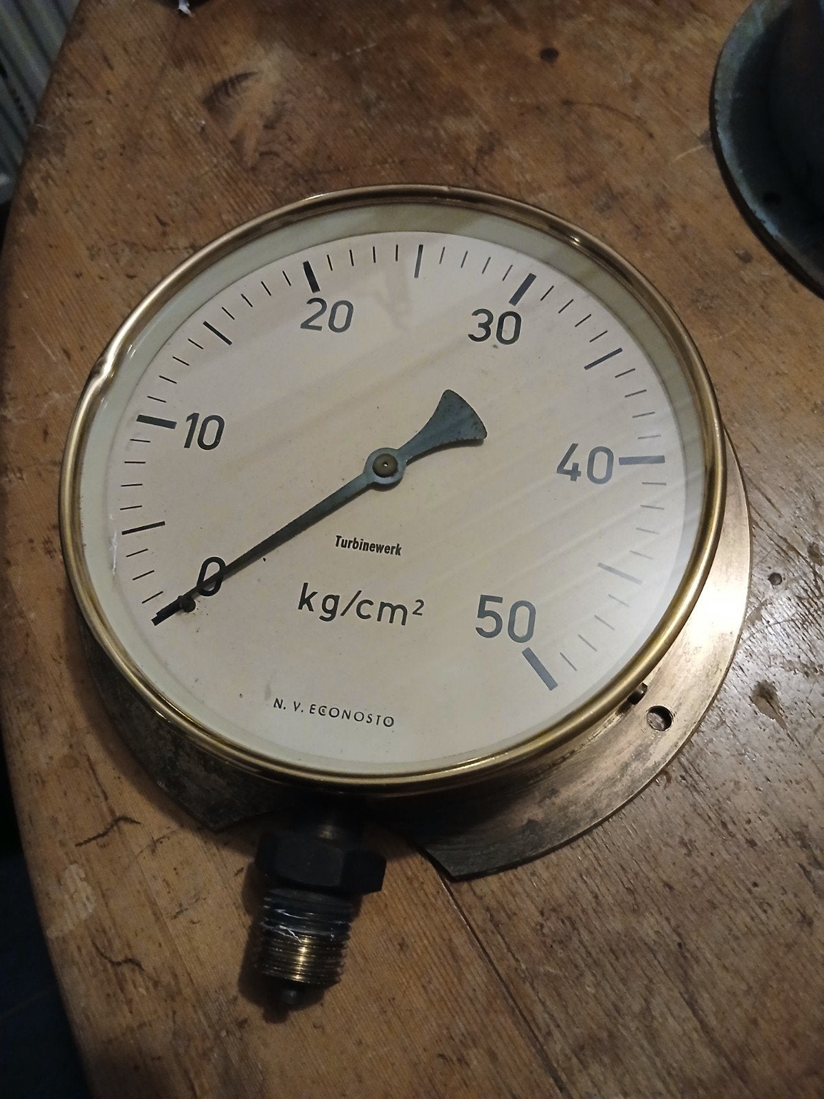 Brons Messing manometer Drukmeter startlucht sleepboot schip, Ophalen of Verzenden