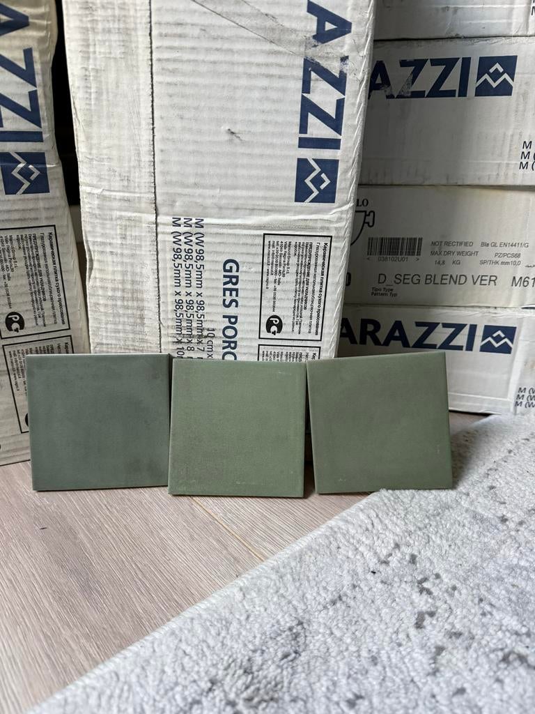 Marazzi 'Verde' Porseleinen Tegels 10x10 cm uit Italië, Doe-het-zelf en Verbouw, Tegels, Ophalen, Keramiek, Nieuw, Minder dan 20 cm
