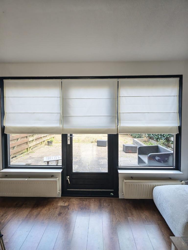 Vouwgordijnen crème 3 stuks, 100 tot 150 cm, Nieuw, Ophalen of Verzenden, Crème