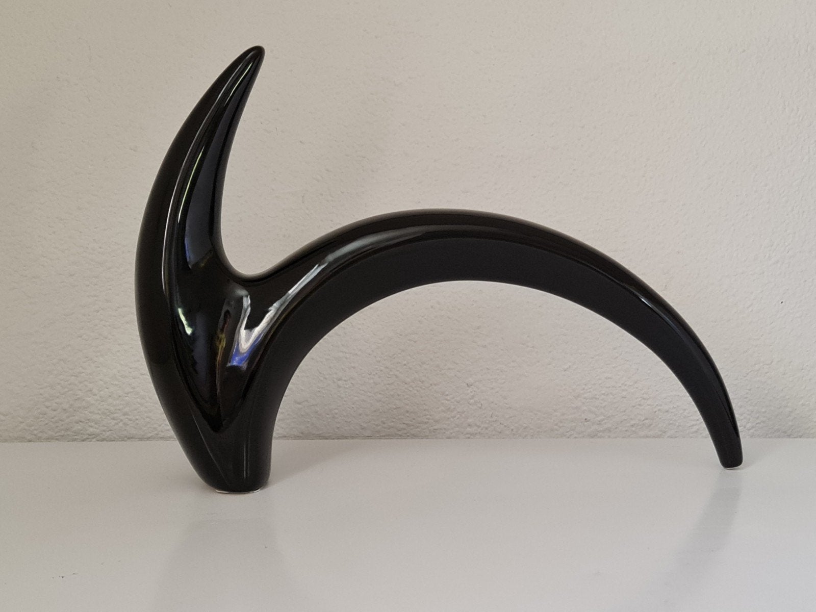 Peri Glas kunst decoratie aardewerk zwart organische vorm, Ophalen