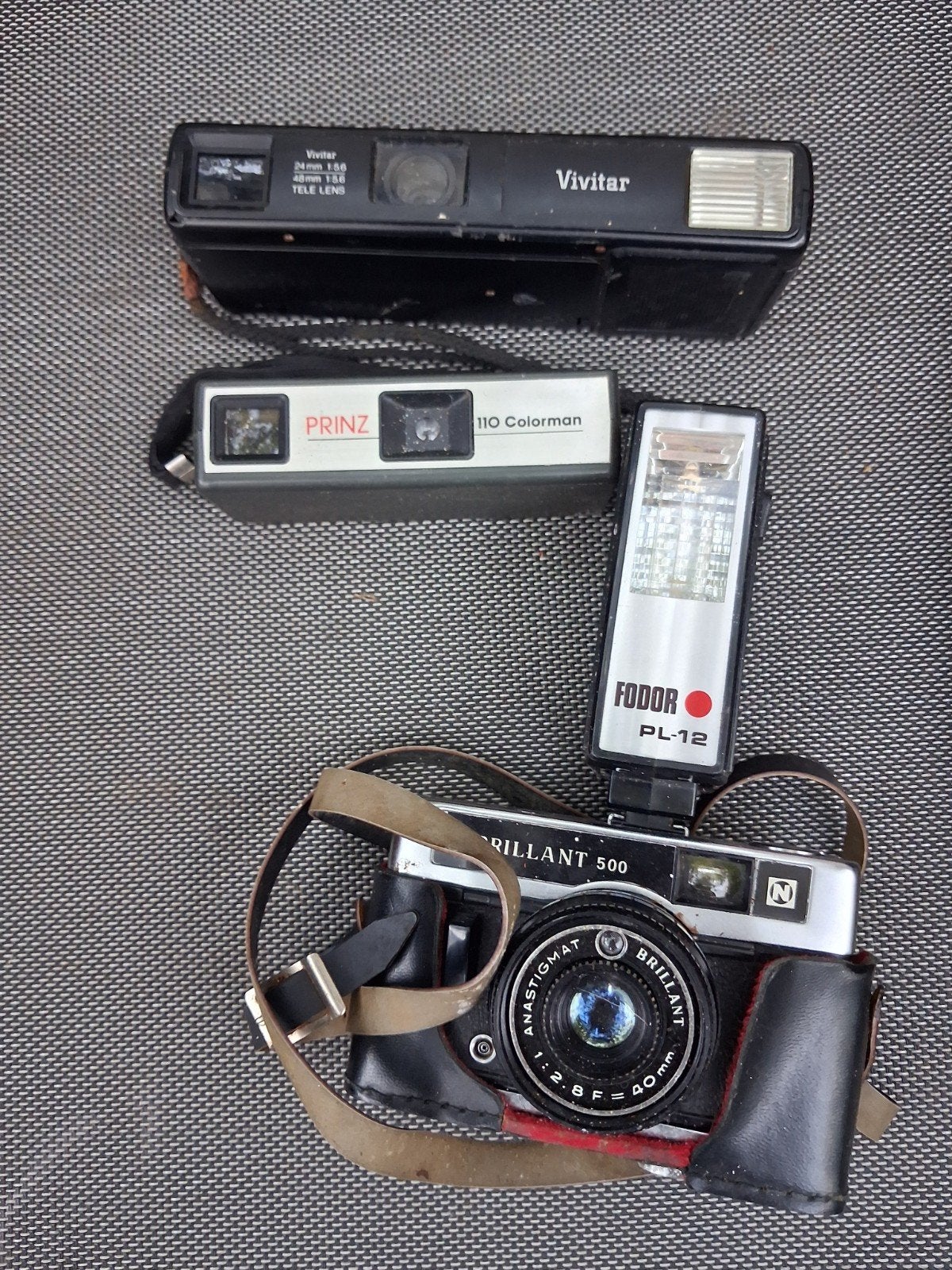 3 Vintage Camera's met Flitser: Prinz, Brillant en Vivitar, Audio, Tv en Foto, Ophalen of Verzenden, Gebruikt, Compact, Overige Merken