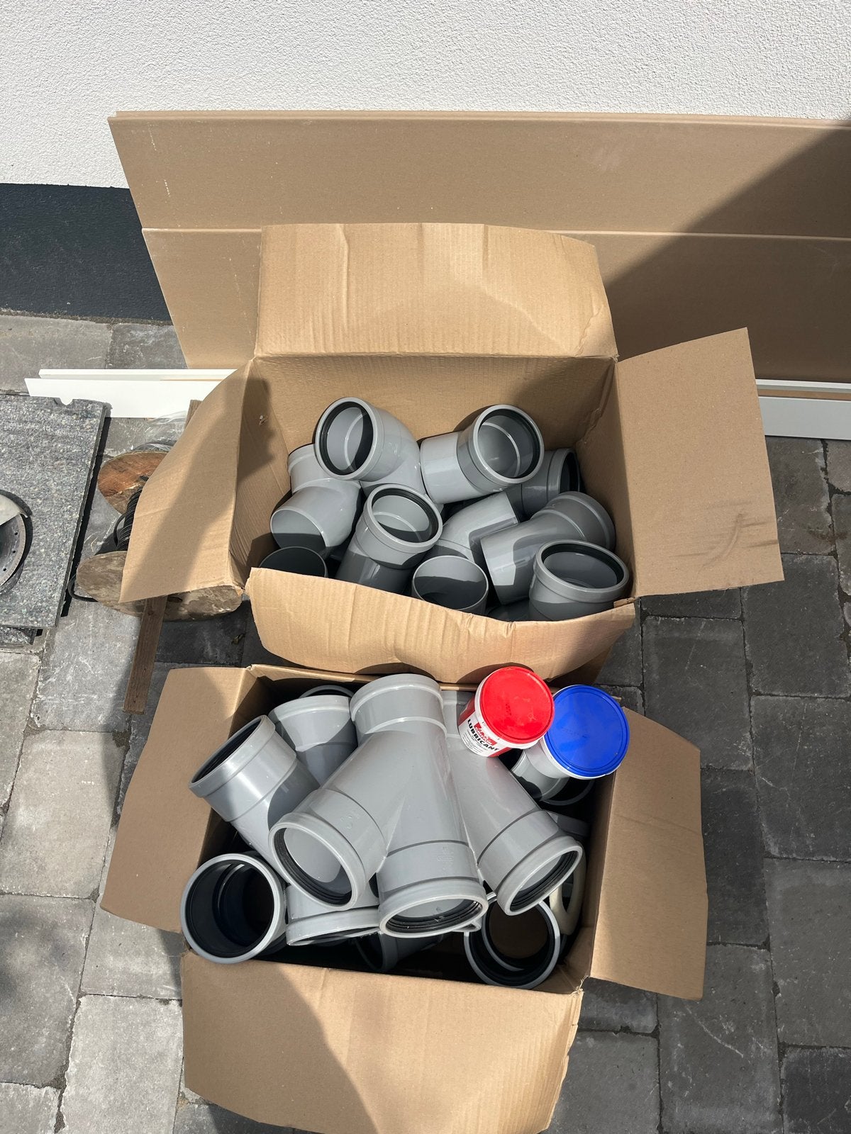 Grote partij PVC afvoerbuizen, bochten en koppelstukken + gl, Ophalen, Afvoer, Pvc, Nieuw