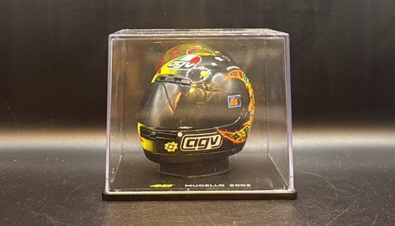 AGV Valentino Rossi 46 helm Mugello 2003 schaal 1:5, Overige merken, Ophalen of Verzenden, Zo goed als nieuw, Groter dan 1:32