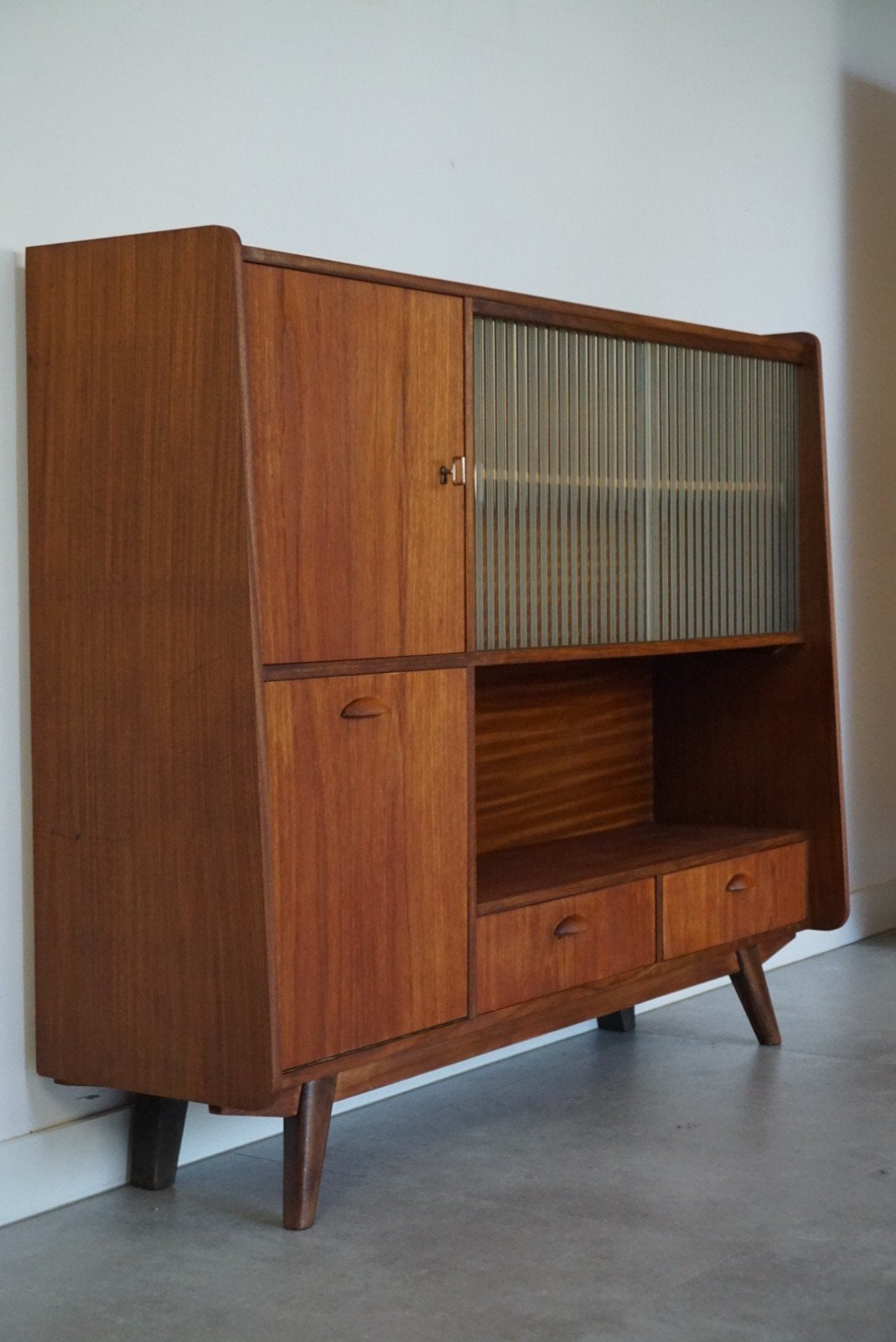 Vintage Mid-Century - Highboard/midboard kast - jaren 60/70, Ophalen, Gebruikt, 100 tot 150 cm, .