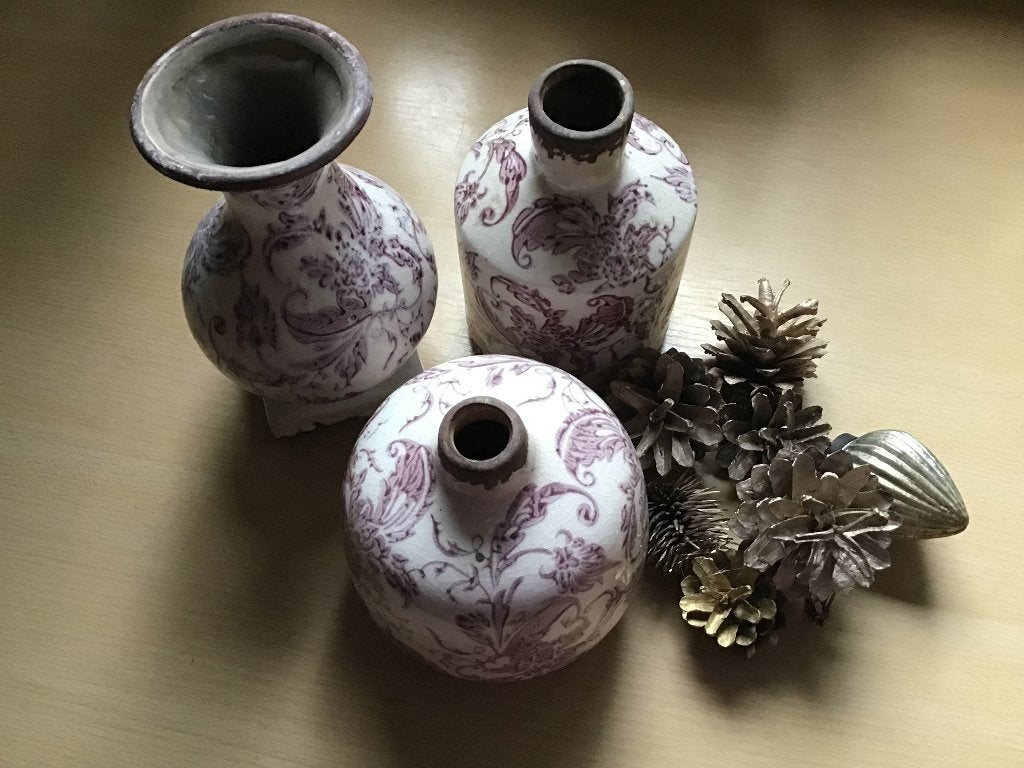 Set van 3 vazen Mansion Atmosphere, Huis en Inrichting, Woonaccessoires | Vazen, Gebruikt, Overige kleuren, 16 cm, Ophalen of Verzenden
